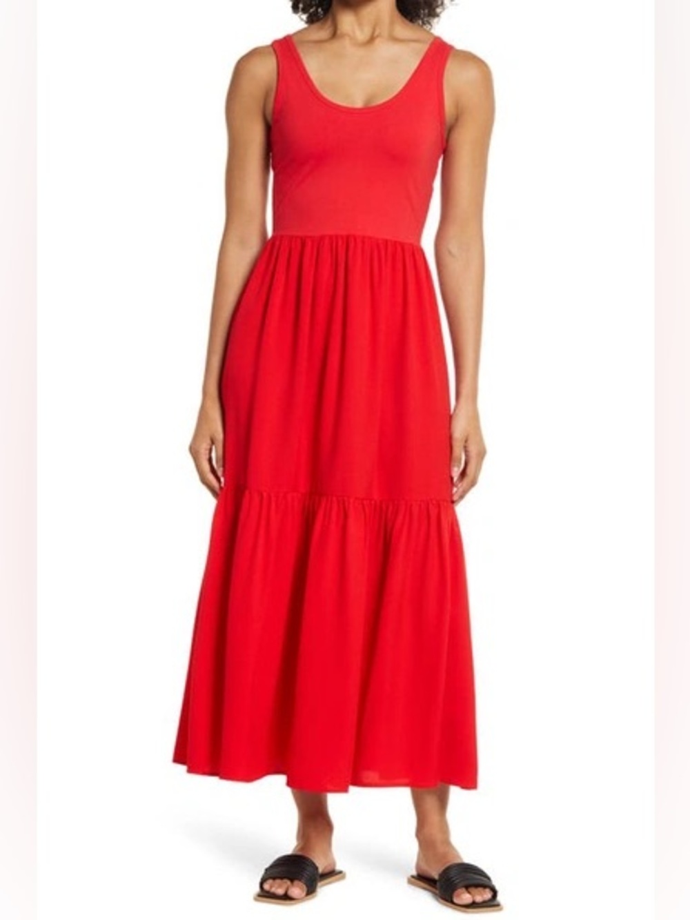 Nordstrom Mixed Media Tank Maxi Red Dress Size L